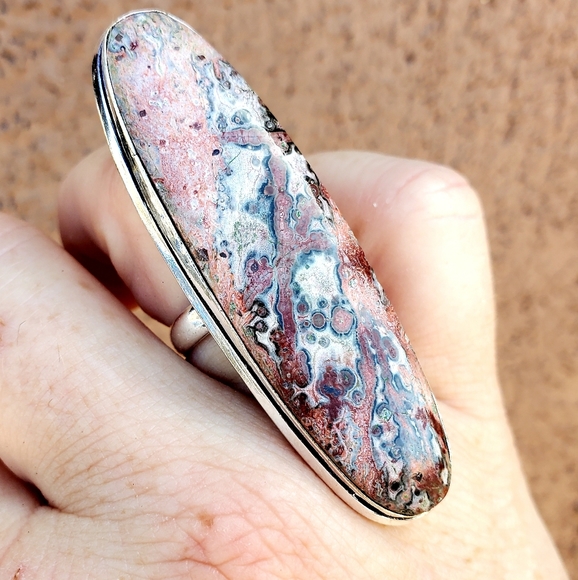 New Leopard Skin Jasper 925 Silver Statement Ring. - Picture 3 of 12